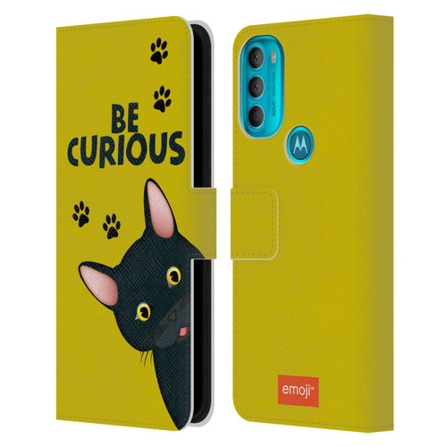 emoji® Cats Curious Leather Book Wallet Case Cover For Motorola Moto G71 5G