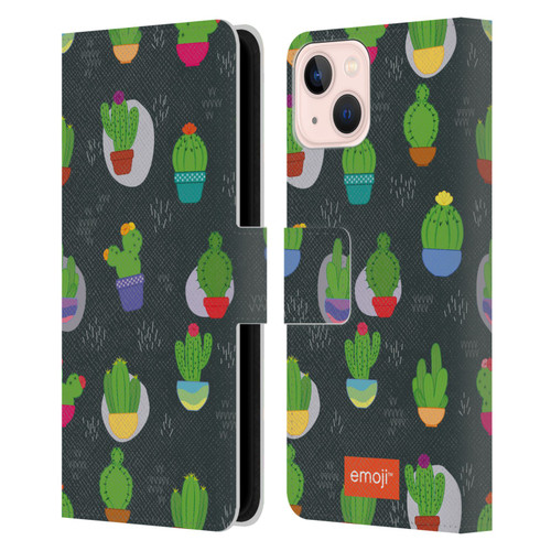 emoji® Cactus And Pineapple Pattern Leather Book Wallet Case Cover For Apple iPhone 13