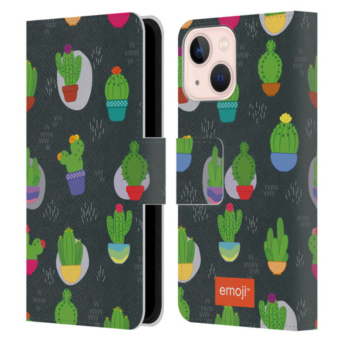 emoji® Cactus And Pineapple Pattern Leather Book Wallet Case Cover For Apple iPhone 13 Mini