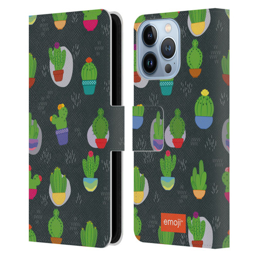 emoji® Cactus And Pineapple Pattern Leather Book Wallet Case Cover For Apple iPhone 13 Pro