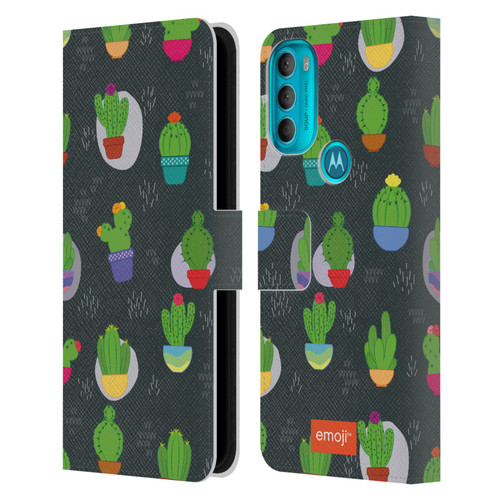 emoji® Cactus And Pineapple Pattern Leather Book Wallet Case Cover For Motorola Moto G71 5G