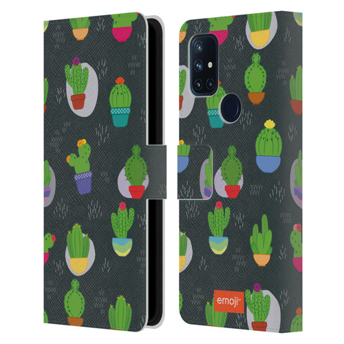 emoji® Cactus And Pineapple Pattern Leather Book Wallet Case Cover For OnePlus Nord N10 5G