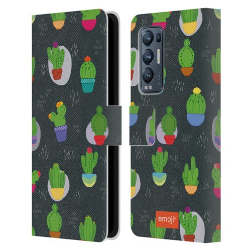 emoji® Cactus And Pineapple Pattern Leather Book Wallet Case Cover For OPPO Find X3 Neo / Reno5 Pro+ 5G