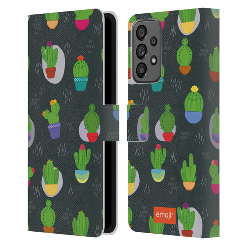 emoji® Cactus And Pineapple Pattern Leather Book Wallet Case Cover For Samsung Galaxy A73 5G (2022)