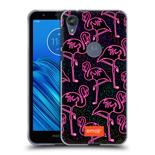emoji® Neon Flamingo Soft Gel Case for Motorola Moto E6