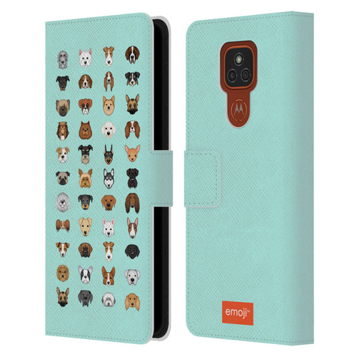 emoji® Dogs Breeds Leather Book Wallet Case Cover For Motorola Moto E7 Plus