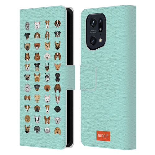 emoji® Dogs Breeds Leather Book Wallet Case Cover For OPPO Find X5 Pro