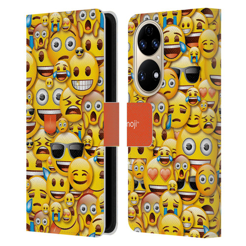 emoji® Full Patterns Smileys Leather Book Wallet Case Cover For Huawei P50