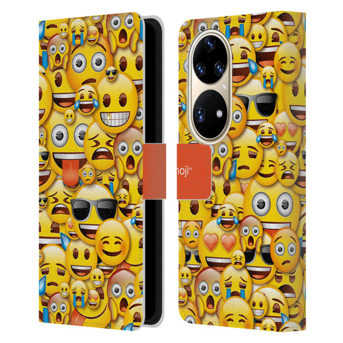emoji® Full Patterns Smileys Leather Book Wallet Case Cover For Huawei P50 Pro