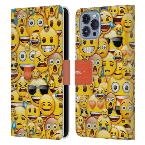 emoji® Full Patterns Smileys Leather Book Wallet Case Cover For Apple iPhone 14
