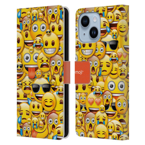 emoji® Full Patterns Smileys Leather Book Wallet Case Cover For Apple iPhone 14 Plus