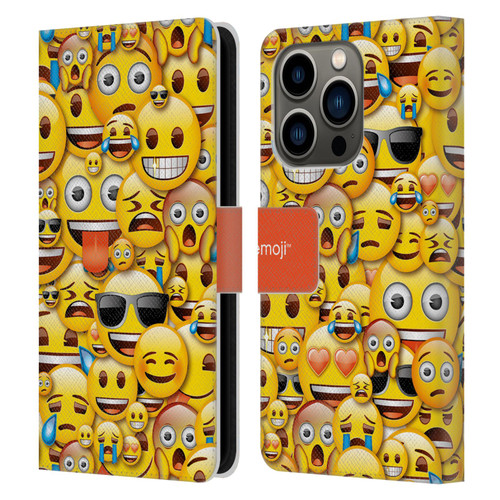 emoji® Full Patterns Smileys Leather Book Wallet Case Cover For Apple iPhone 14 Pro