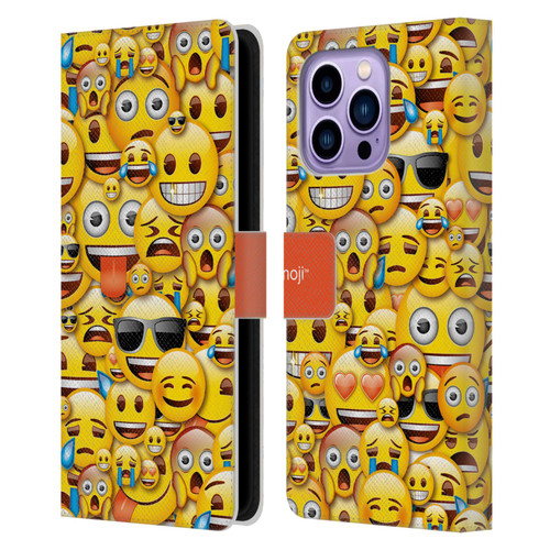 emoji® Full Patterns Smileys Leather Book Wallet Case Cover For Apple iPhone 14 Pro Max