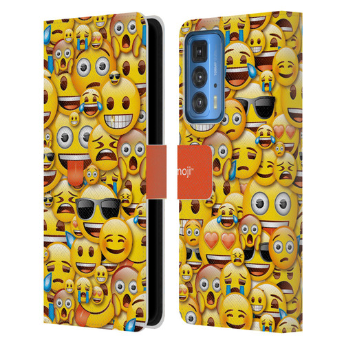 emoji® Full Patterns Smileys Leather Book Wallet Case Cover For Motorola Edge 20 Pro