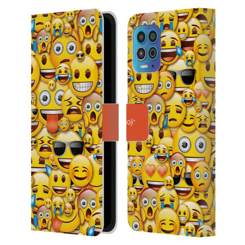 emoji® Full Patterns Smileys Leather Book Wallet Case Cover For Motorola Moto G100