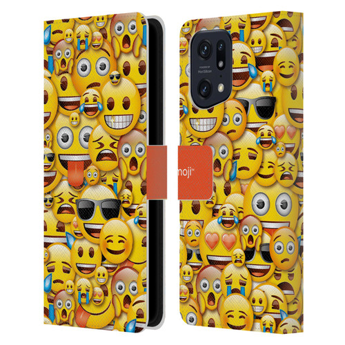 emoji® Full Patterns Smileys Leather Book Wallet Case Cover For OPPO Find X5