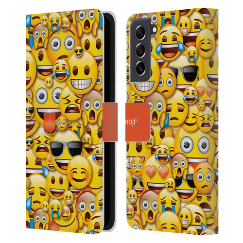 emoji® Full Patterns Smileys Leather Book Wallet Case Cover For Samsung Galaxy S21 FE 5G