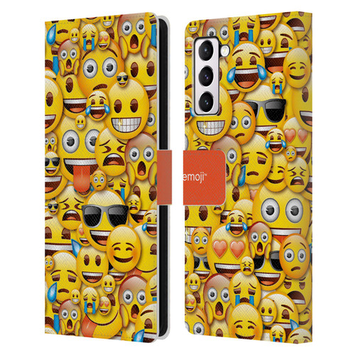 emoji® Full Patterns Smileys Leather Book Wallet Case Cover For Samsung Galaxy S21+ 5G