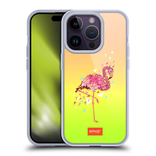 emoji® Polygon Flamingo Soft Gel Case for Apple iPhone 14 Pro