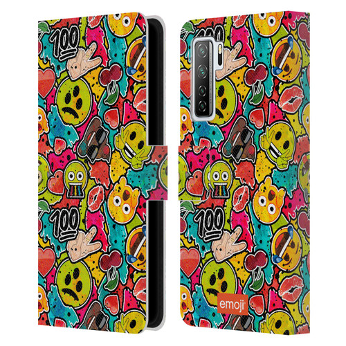 emoji® Graffiti Colours Leather Book Wallet Case Cover For Huawei Nova 7 SE/P40 Lite 5G