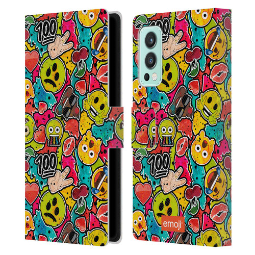emoji® Graffiti Colours Leather Book Wallet Case Cover For OnePlus Nord 2 5G