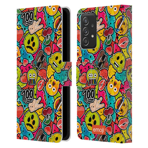 emoji® Graffiti Colours Leather Book Wallet Case Cover For Samsung Galaxy A53 5G (2022)