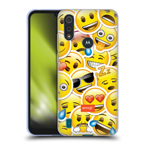 emoji® Smileys Sticker Soft Gel Case for Motorola Moto E6s (2020)