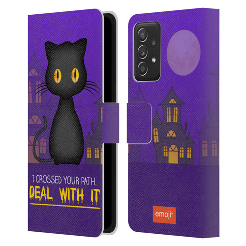 emoji® Halloween Parodies Black Cat Leather Book Wallet Case Cover For Samsung Galaxy A52 / A52s / 5G (2021)