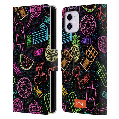 emoji® Neon Sweet Leather Book Wallet Case Cover For Apple iPhone 11