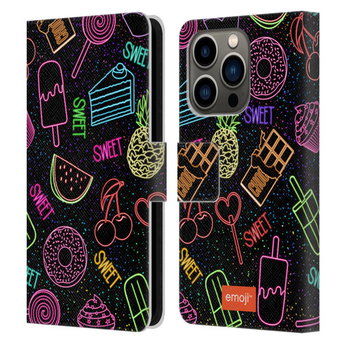 emoji® Neon Sweet Leather Book Wallet Case Cover For Apple iPhone 14 Pro