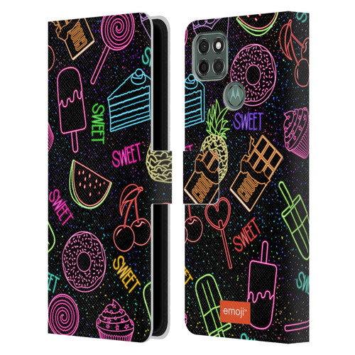 emoji® Neon Sweet Leather Book Wallet Case Cover For Motorola Moto G9 Power