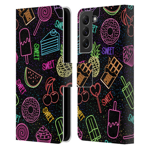 emoji® Neon Sweet Leather Book Wallet Case Cover For Samsung Galaxy S22+ 5G