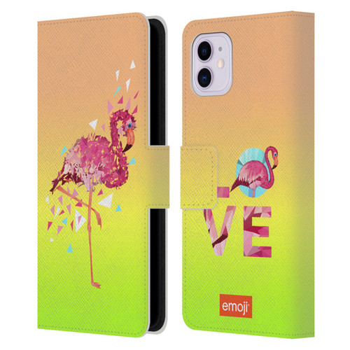 emoji® Polygon Flamingo Leather Book Wallet Case Cover For Apple iPhone 11