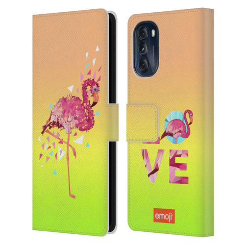 emoji® Polygon Flamingo Leather Book Wallet Case Cover For Motorola Moto G (2022)