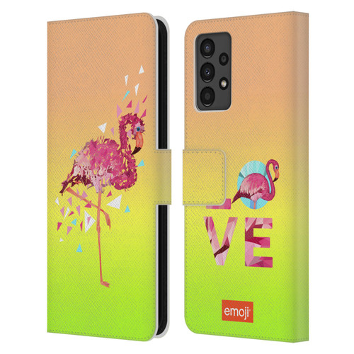 emoji® Polygon Flamingo Leather Book Wallet Case Cover For Samsung Galaxy A13 (2022)