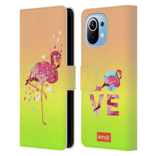 emoji® Polygon Flamingo Leather Book Wallet Case Cover For Xiaomi Mi 11
