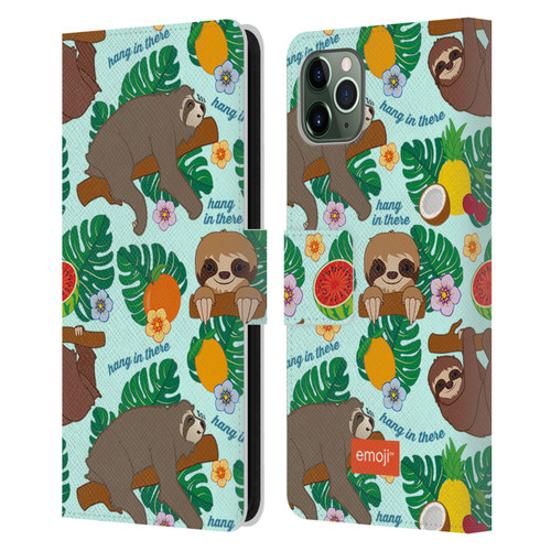 emoji® Sloth Tropical Leather Book Wallet Case Cover For Apple iPhone 11 Pro Max