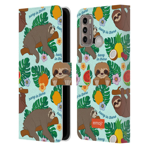 emoji® Sloth Tropical Leather Book Wallet Case Cover For Motorola Moto G60 / Moto G40 Fusion