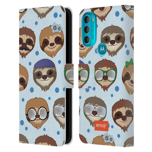 emoji® Sloth Pattern Leather Book Wallet Case Cover For Motorola Moto G71 5G