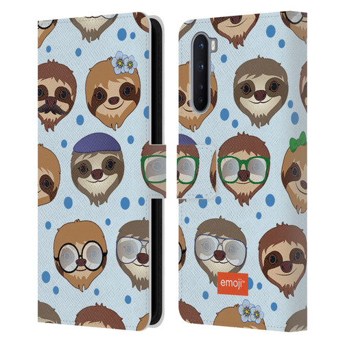 emoji® Sloth Pattern Leather Book Wallet Case Cover For OnePlus Nord 5G