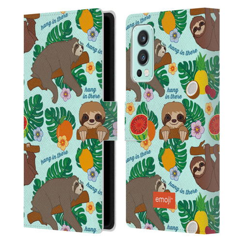 emoji® Sloth Tropical Leather Book Wallet Case Cover For OnePlus Nord 2 5G
