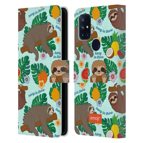emoji® Sloth Tropical Leather Book Wallet Case Cover For OnePlus Nord N10 5G