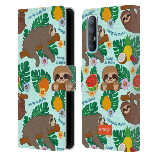 emoji® Sloth Tropical Leather Book Wallet Case Cover For OPPO Find X2 Neo 5G