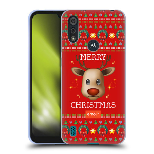 emoji® Ugly Christmas Reindeer Soft Gel Case for Motorola Moto E6s (2020)