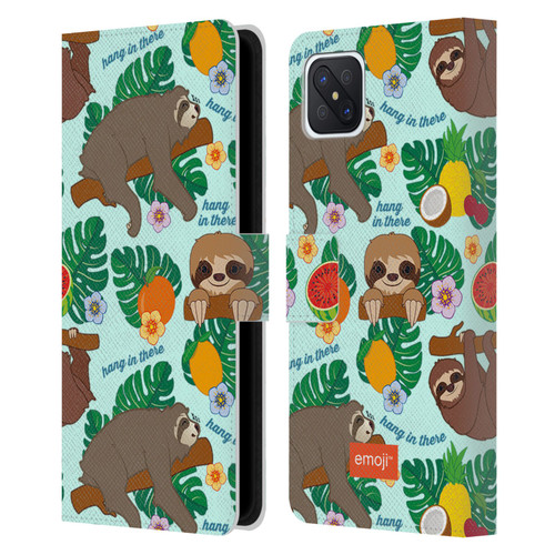 emoji® Sloth Tropical Leather Book Wallet Case Cover For OPPO Reno4 Z 5G