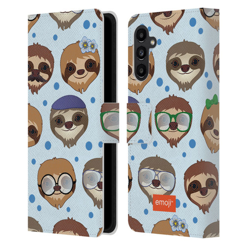 emoji® Sloth Pattern Leather Book Wallet Case Cover For Samsung Galaxy A13 5G (2021)