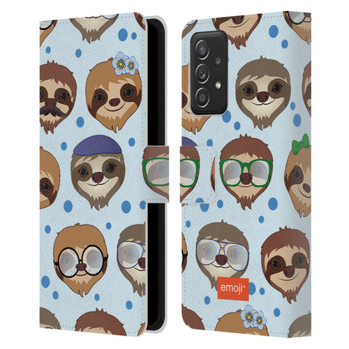 emoji® Sloth Pattern Leather Book Wallet Case Cover For Samsung Galaxy A52 / A52s / 5G (2021)