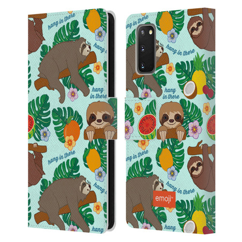 emoji® Sloth Tropical Leather Book Wallet Case Cover For Samsung Galaxy S20 / S20 5G