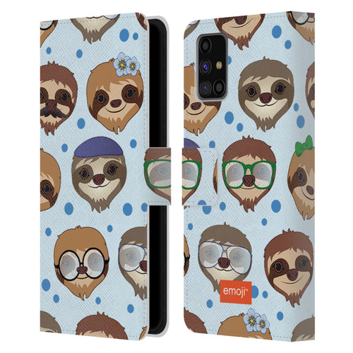 emoji® Sloth Pattern Leather Book Wallet Case Cover For Samsung Galaxy M31s (2020)