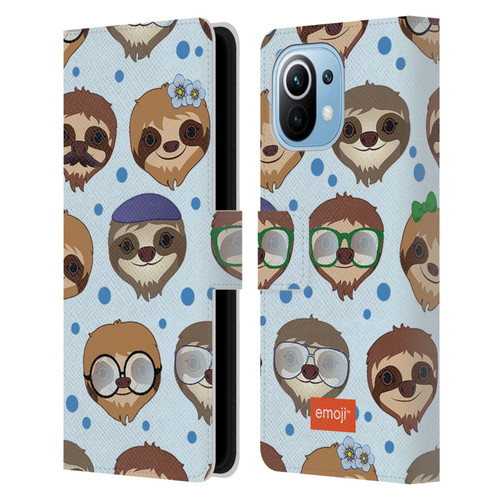 emoji® Sloth Pattern Leather Book Wallet Case Cover For Xiaomi Mi 11